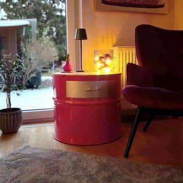 Ölfass Couchtisch Magenta